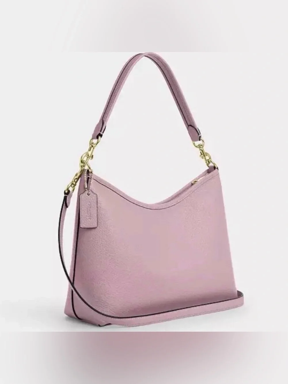 🌸Coach NWT Laurel Carnation Pink Pebbled Leather Shoulder Bag with Gold Hardware